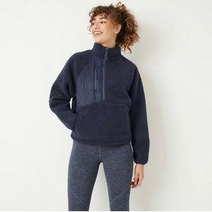 Joy Lab Navy Blue 1/2 Zip Sherpa Pullover with Pockets Large